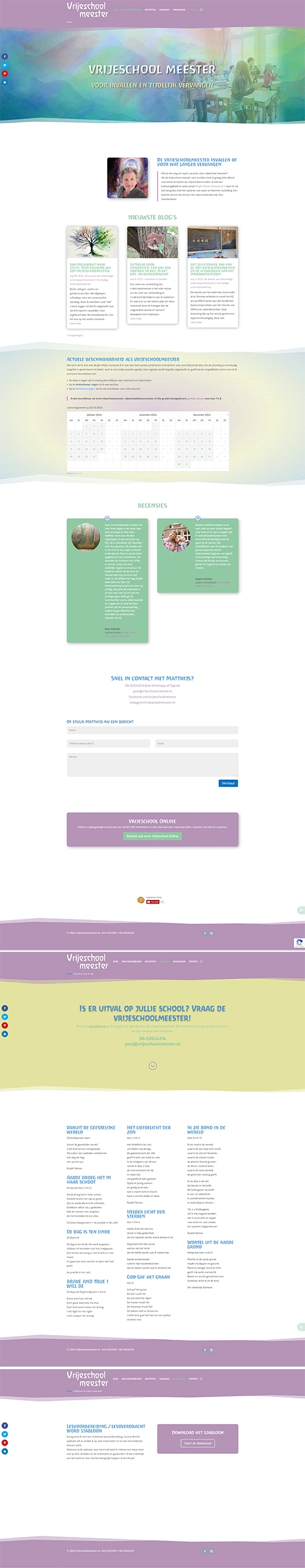 Vrije Schoolmeester Schermafbeelding van de website Vrije Schoolmeester